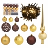 Set de bolas de Navidad 61 pzas con pico 150 LED dorado bronce