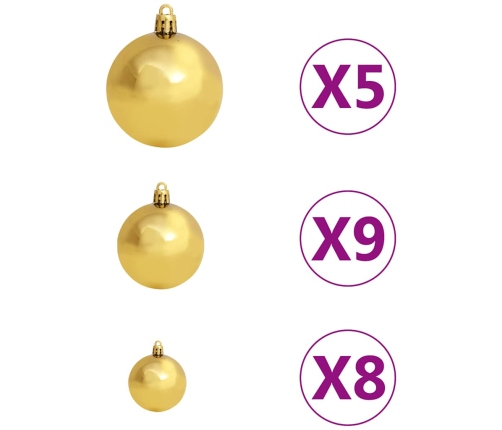 Set de bolas de Navidad 61 pzas con pico 150 LED dorado bronce