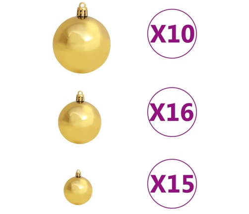 Set de bolas de Navidad 120 pzas con pico 300 LED dorado bronce