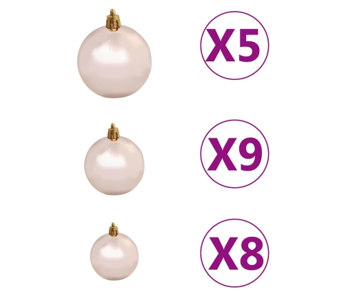 Set de bolas de Navidad 61 pzas con pico 150 LED oro rosa