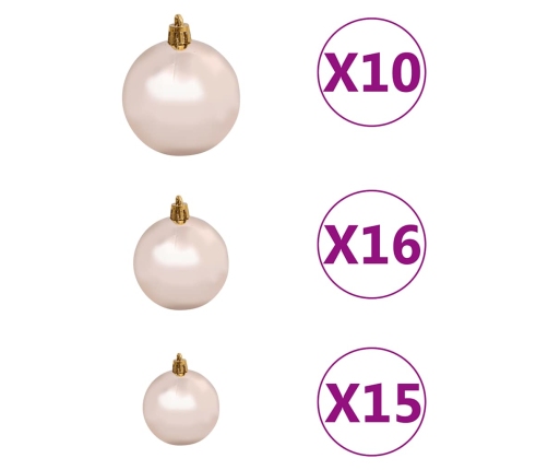 Set de bolas de Navidad 120 pzas con pico 300 LED oro rosa