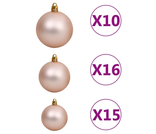 Set de bolas de Navidad 120 pzas con pico 300 LED oro rosa