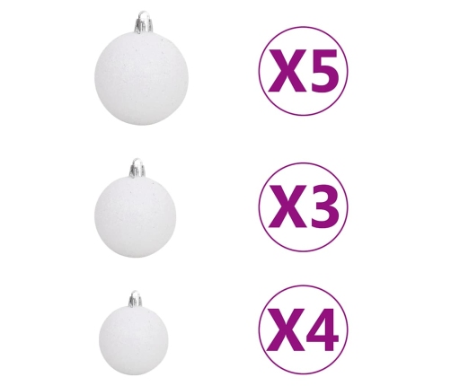 Set de bolas de Navidad 61 pzas con pico 150 LED blanco y gris