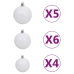 Set de bolas de Navidad 61 pzas con pico 150 LED blanco y gris