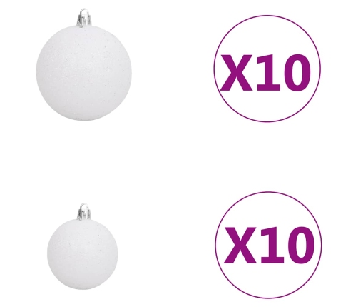 Set de bolas de Navidad 120 pzas con pico 300 LED blanco y gris