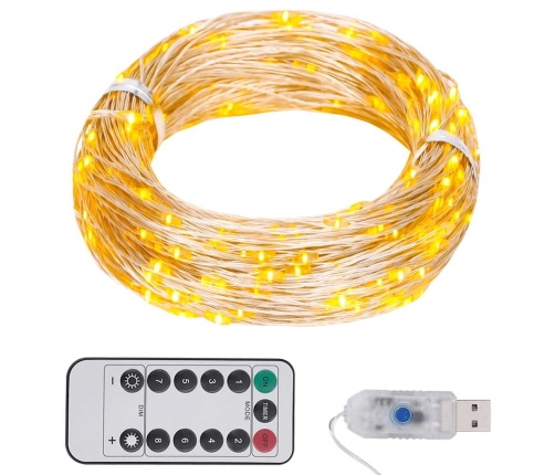 Tira de luces con 150 LED blanco cálido PVC 15 m