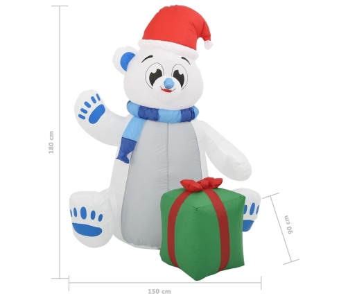 Oso polar inflable de Navidad LED interior y exterior 1,8 m