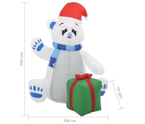 Oso polar inflable de Navidad LED interior y exterior 2,4 m