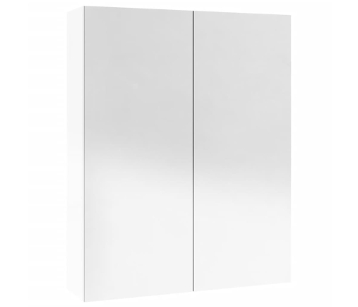 Armario de espejo de baño MDF blanco brillante 60x15x75 cm