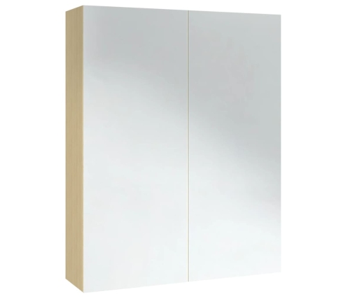 Armario de espejo de baño MDF blanco y roble 60x15x75 cm