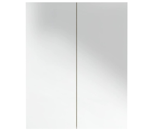 Armario de espejo de baño MDF blanco y roble 60x15x75 cm