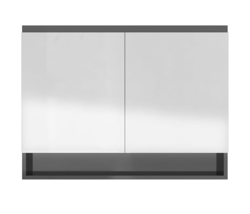 Armario de baño con espejo MDF gris brillante 80x15x60 cm