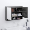 Armario de baño con espejo MDF gris brillante 80x15x60 cm