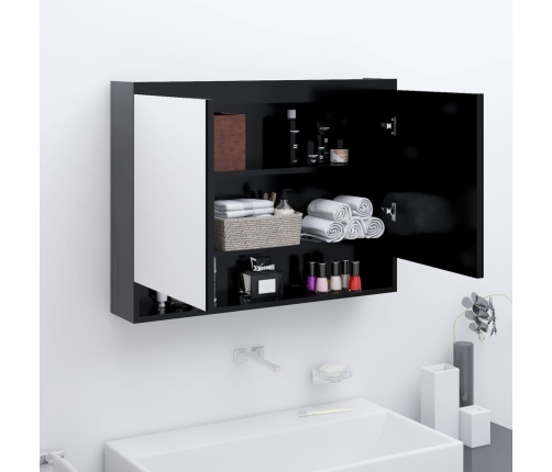 Armario de baño con espejo MDF gris antracita 80x15x60 cm