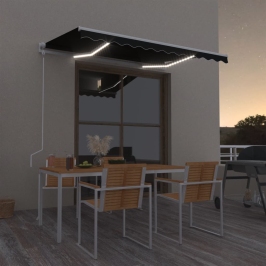 Toldo automático LED sensor de viento gris antracita 300x250 cm