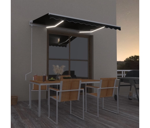 Toldo automático LED sensor de viento gris antracita 300x250 cm