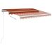 Toldo automático LED sensor de viento naranja marrón 300x250 cm