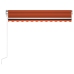 Toldo automático LED sensor de viento naranja marrón 300x250 cm