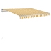 Toldo retráctil manual amarillo y blanco 350x250 cm