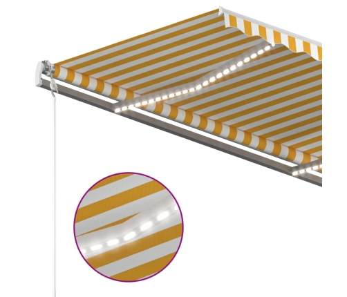 Toldo automático LED sensor de viento amarillo blanco 350x250cm