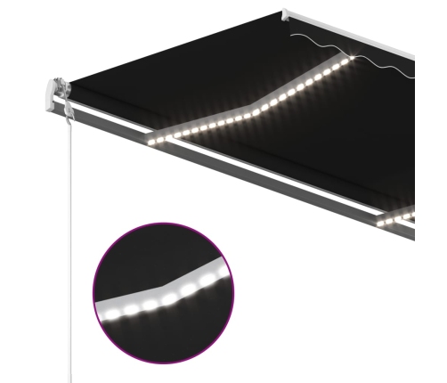 Toldo automático con LED y sensor de viento antracita 350x250cm