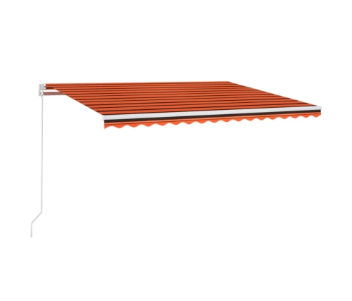 Toldo retráctil manual con LED naranja y marrón 400x300 cm