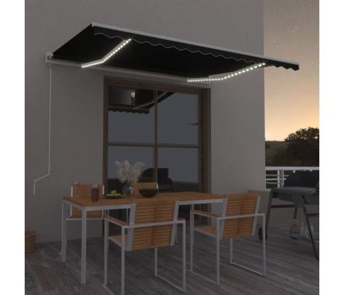 Toldo automático con LED sensor de viento antracita 400x300 cm