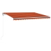 Toldo automático LED sensor de viento naranja marrón 400x300 cm