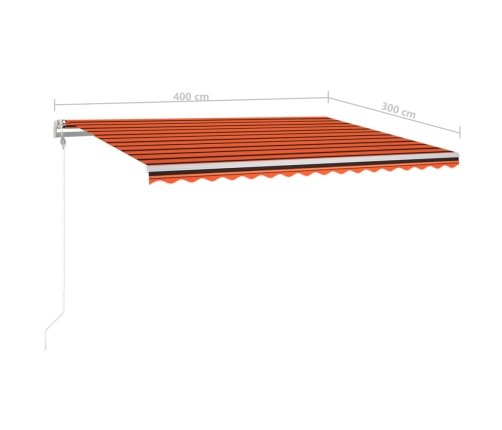 Toldo automático LED sensor de viento naranja marrón 400x300 cm