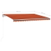 Toldo automático LED sensor de viento naranja marrón 400x300 cm