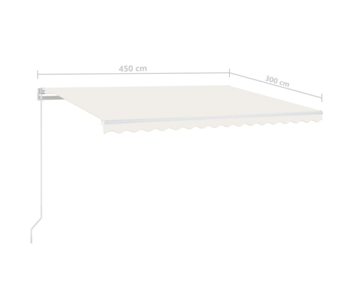 Toldo retráctil manual con LED crema 450x300 cm
