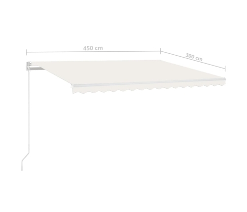 Toldo automático con LED y sensor de viento crema 450x300 cm