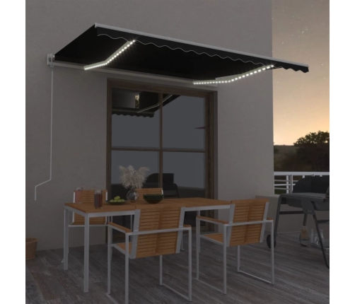 Toldo automático con LED y sensor de viento antracita 450x300cm