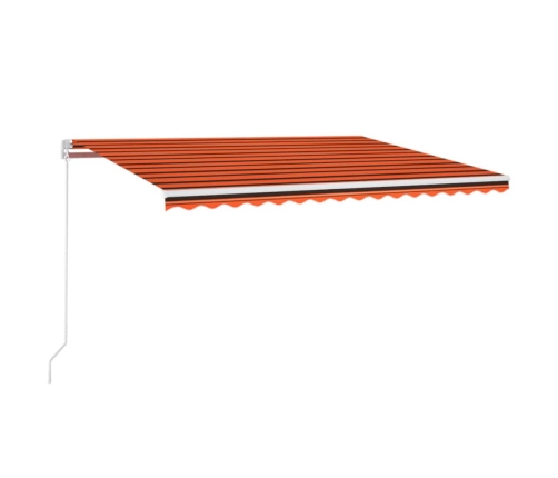 Toldo automático LED sensor de viento naranja marrón 450x300 cm