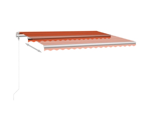 Toldo automático LED sensor de viento naranja marrón 450x300 cm