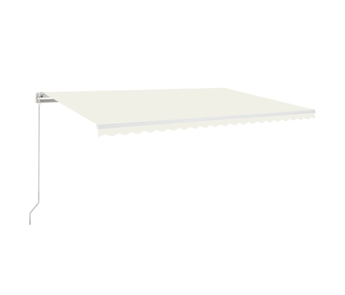 Toldo retráctil manual con luz LED crema 500x300 cm