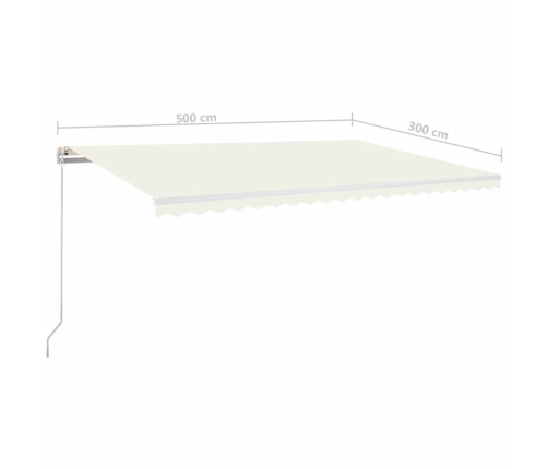 Toldo retráctil manual con luz LED crema 500x300 cm