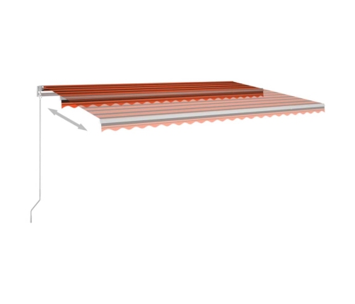 Toldo retráctil manual con luz LED naranja y marrón 500x300 cm