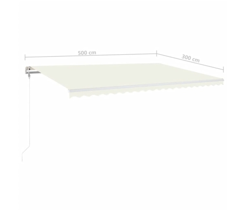 Toldo automático con LED y sensor de viento crema 500x300 cm