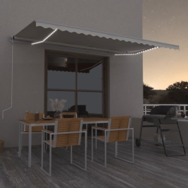 Toldo automático con LED y sensor de viento crema 500x300 cm