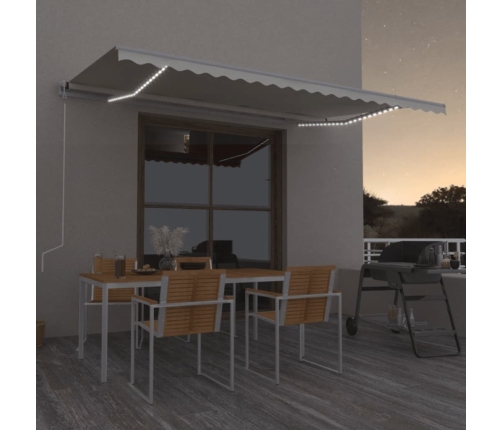 Toldo automático con LED y sensor de viento crema 500x300 cm