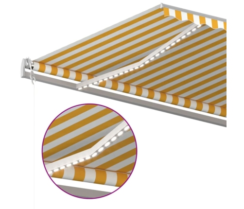 Toldo automático LED sensor de viento amarillo/blanco 500x300cm