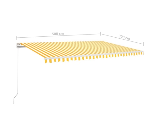 Toldo automático LED sensor de viento amarillo/blanco 500x300cm