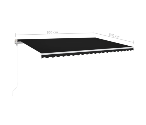 Toldo automático LED sensor de viento gris antracita 500x300 cm