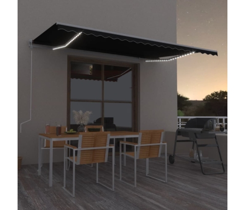 Toldo automático LED sensor de viento gris antracita 500x300 cm