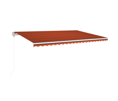 Toldo automático LED sensor de viento naranja/marrón 500x300 cm