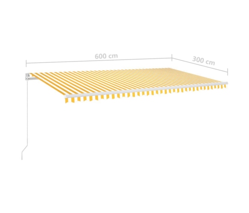 Toldo retráctil manual con luz LED amarillo y blanco 600x300 cm