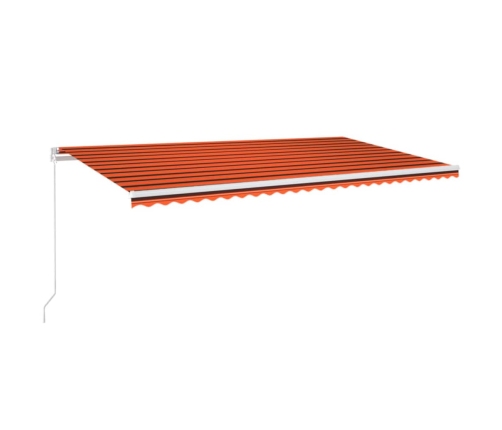 Toldo manual retráctil con luz LED naranja y marrón 600x300 cm