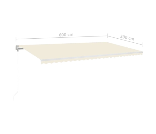 Toldo automático con LED sensor de viento crema 600x300 cm