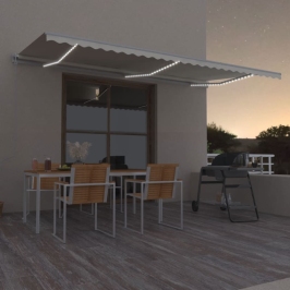 Toldo automático con LED sensor de viento crema 600x300 cm